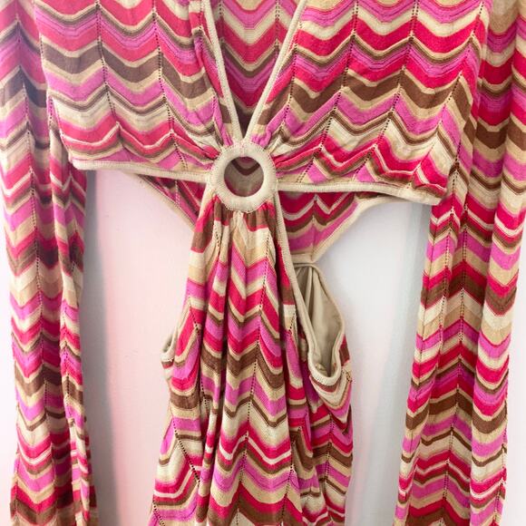 Show Me Your Mumu Carlo Horizon Stripe Knit Long Sleeve Cut Out Dress - Picture 3 of 7